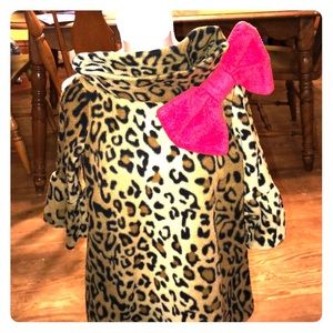 Fleece leopard print coat dress 2T-4T